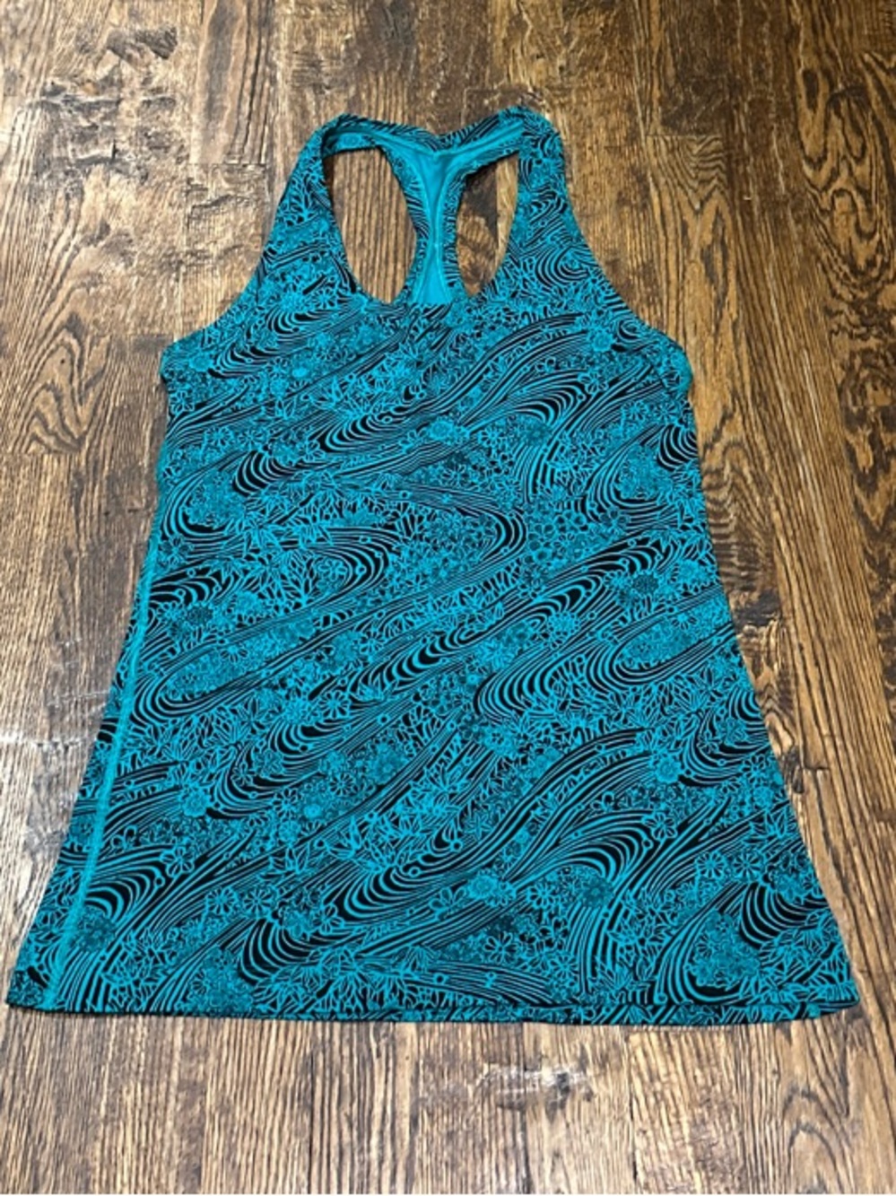 lululemon athletica Teal & Black Patterned Racerback Tank